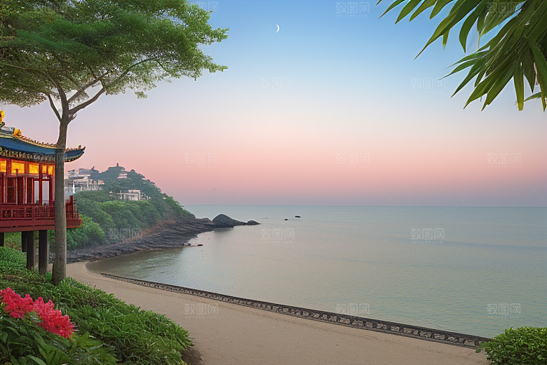 鼓浪屿蓝天碧海下的绝美风景