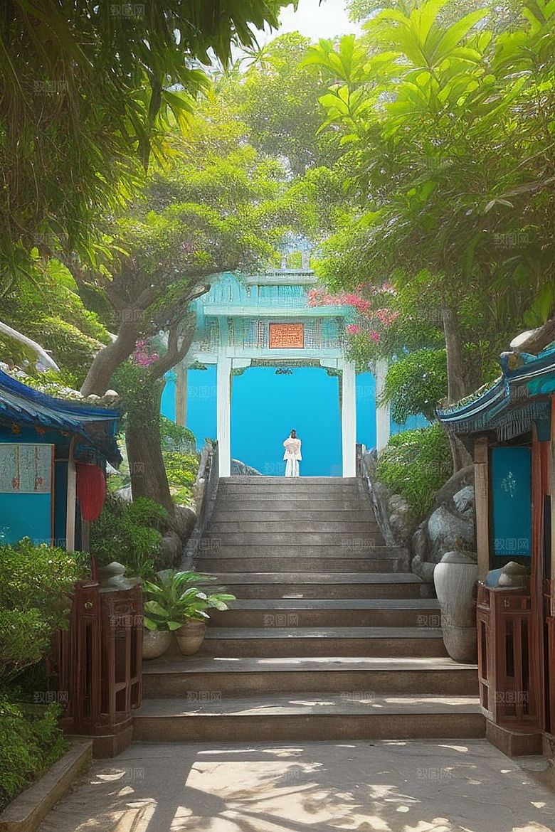 鼓浪屿逍遥漫步在绿树成荫的小径上