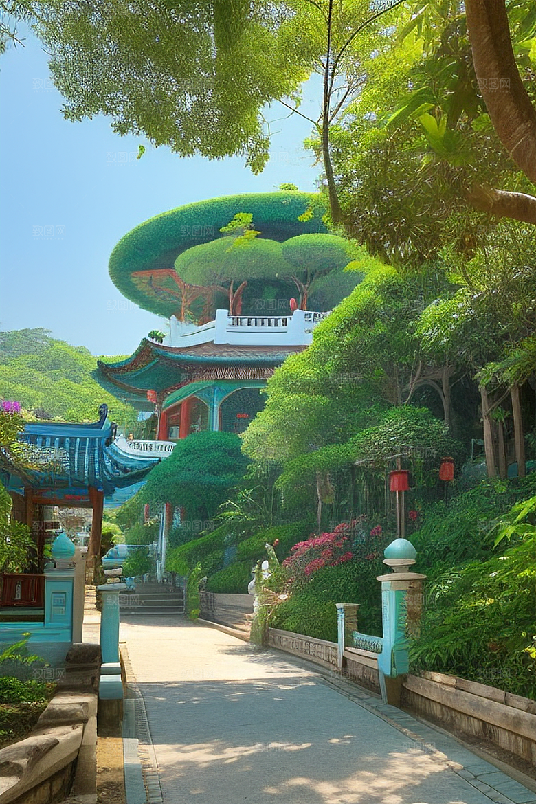 鼓浪屿青石小径间的自然奇观