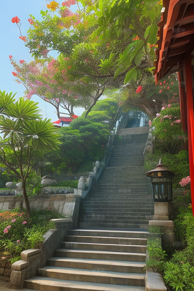 鼓浪屿青石小径间的自然奇观