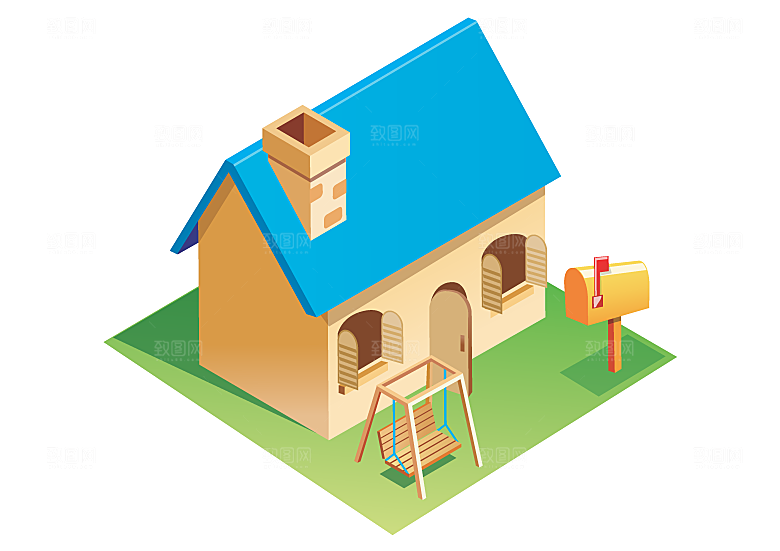 卡通手绘房屋建筑模型场景