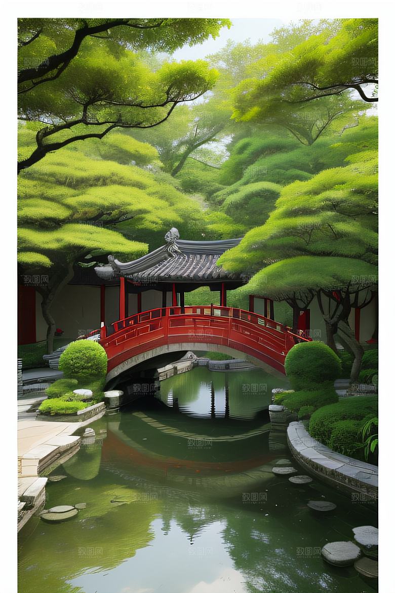 苏州园林水墨画中的人间仙境
