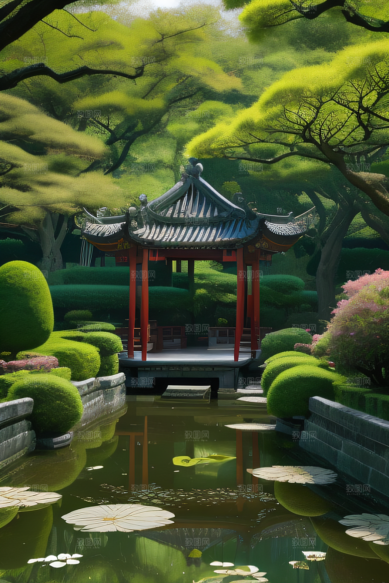 苏州园林水墨画中的人间仙境