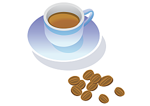 咖啡和咖啡豆手绘素材