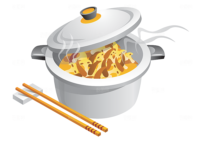 卡通手绘沙锅美食素材