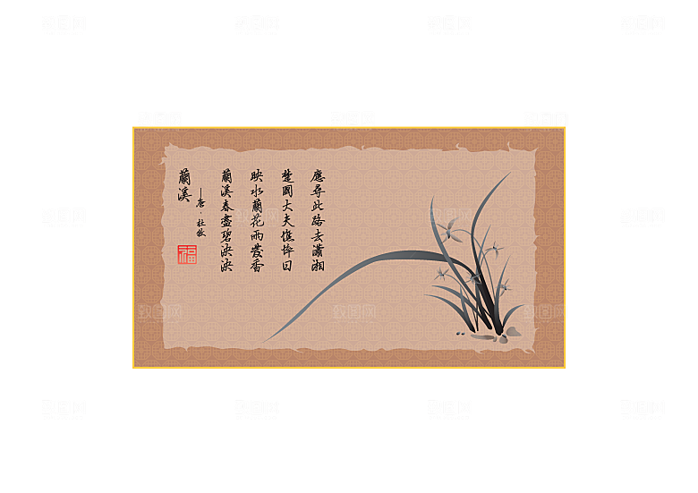 手绘植物类兰花背景素材