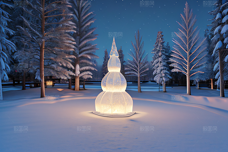 冰雪童话闪烁的雪花与星空的交织