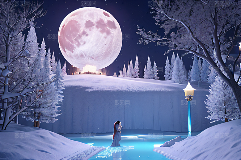 冰雪童话闪烁的雪花与星空的交织