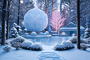 真实细腻高像素超广角拍摄的雪景