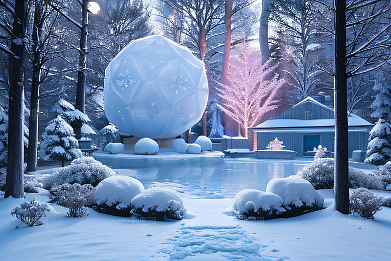 真实细腻高像素超广角拍摄的雪景