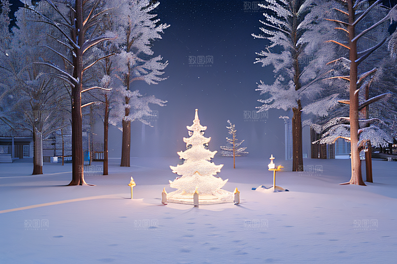 真实细腻高像素超广角拍摄的雪景