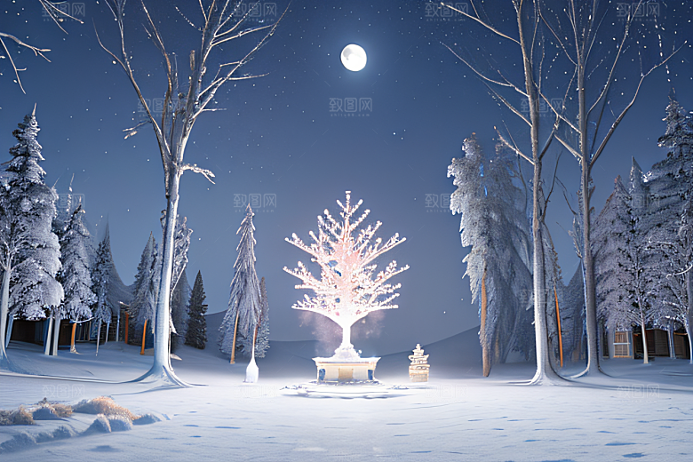 冰雪仙境美丽的冰雕与璀璨的水晶