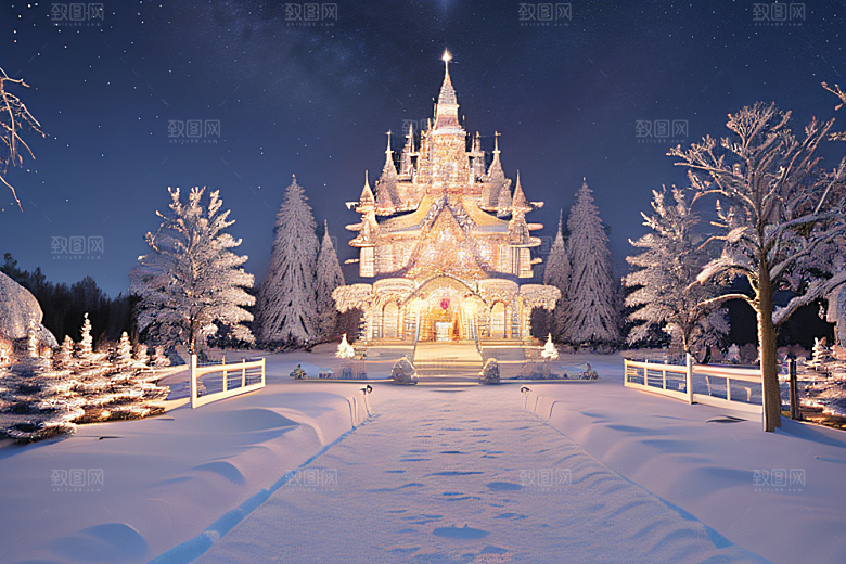 冰雪奇景冰雪城堡中的光影效果