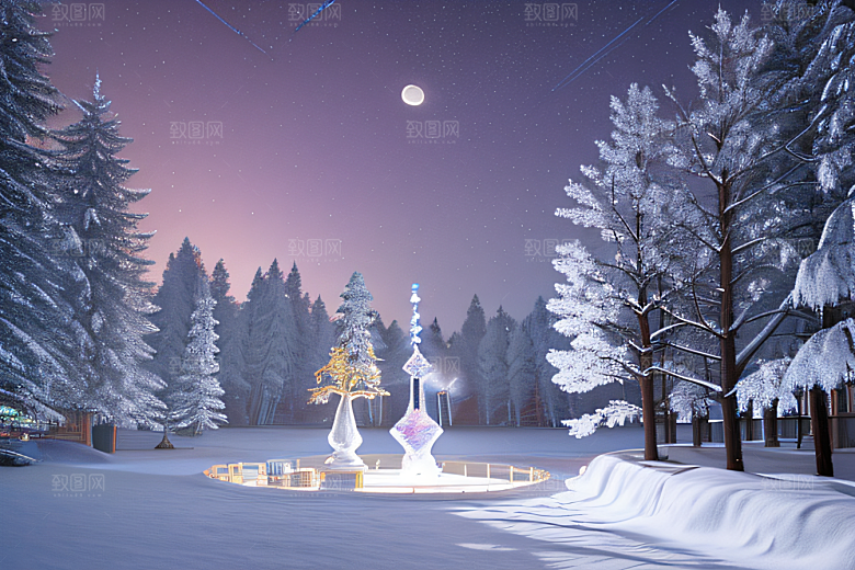 冰雪奇景冰雪城堡中的光影效果