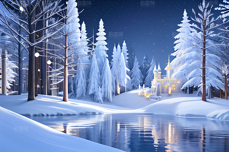 冰雪奇景冰雪城堡中的光影效果