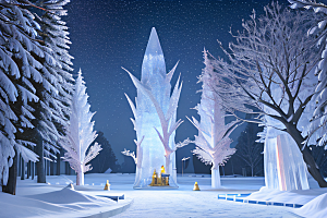 冰雪奇景冰雪城堡中的光影效果