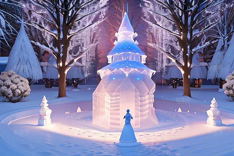 冰雪奇景冰雪城堡中的光影效果