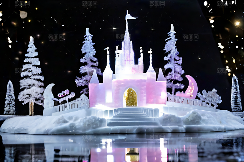 冰雪童话闪烁的雪花与星空的交织
