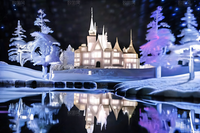 冰雪童话闪烁的雪花与星空的交织
