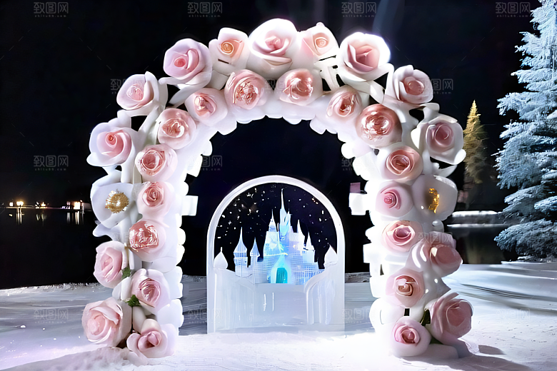 冰雪童话闪烁的雪花与星空的交织