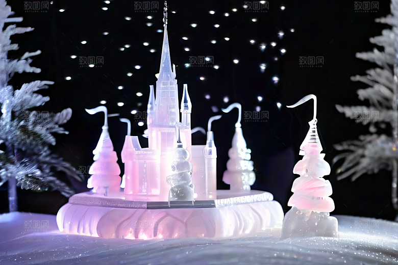 冰雪童话闪烁的雪花与星空的交织