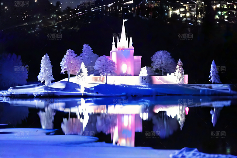 冰雪童话闪烁的雪花与星空的交织