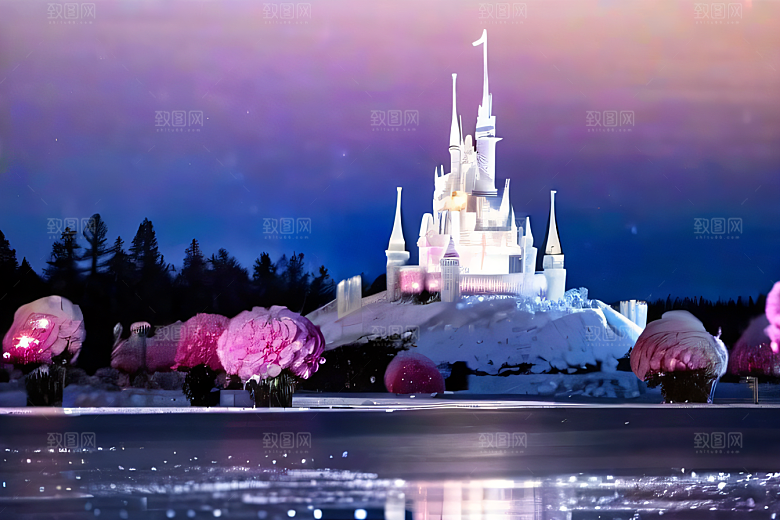 冰雪世界树林被白雪覆盖的壮观景象