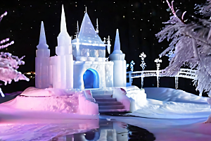 冰雪世界树林被白雪覆盖的壮观景象