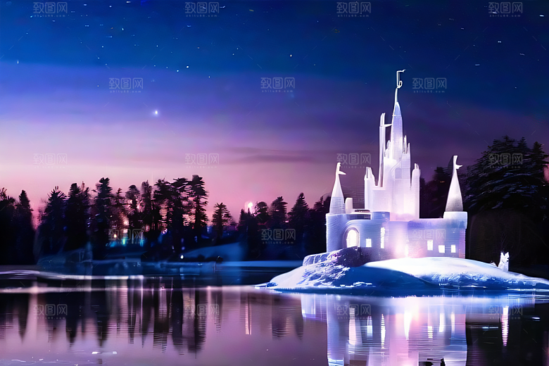 冰雪世界树林被白雪覆盖的壮观景象