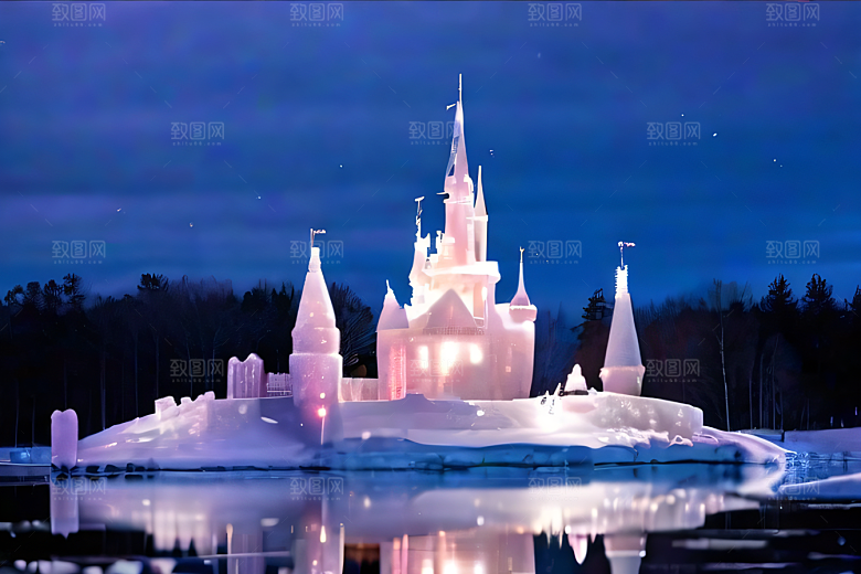 冰雪世界树林被白雪覆盖的壮观景象