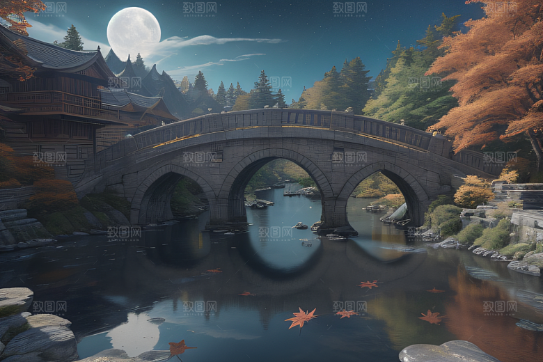 夜幕中的神秘奇景超广角视角与蓝色瀑布