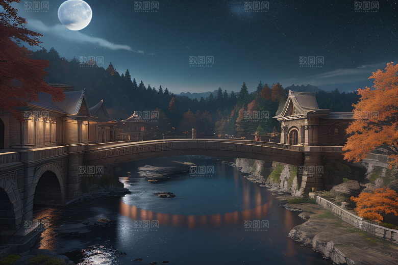 夜幕中的星空奇境董伯福风格的超广角视角