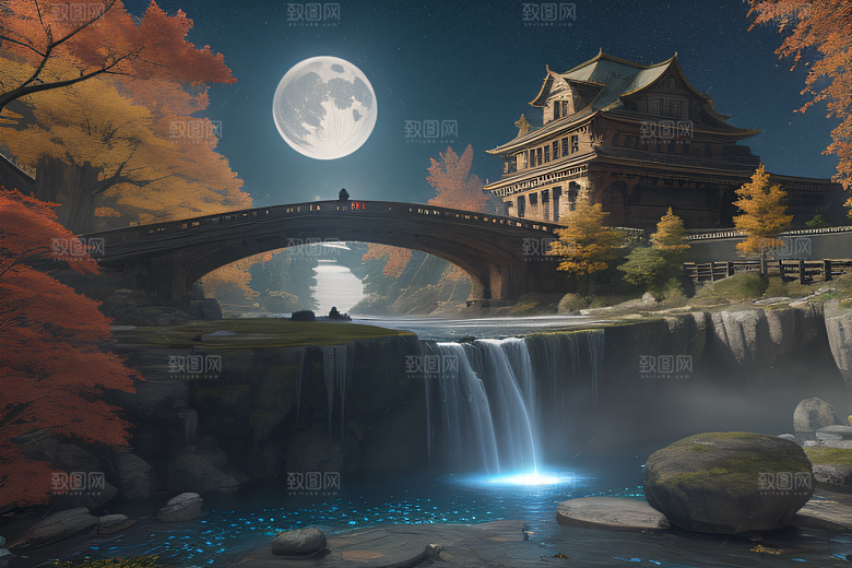 夜幕中的星空奇境董伯福风格的超广角视角