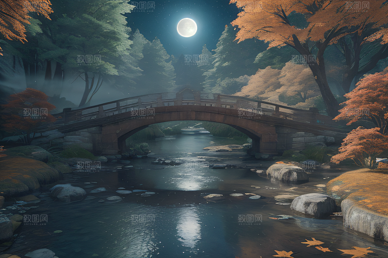 夢幻夜色星光璀璨的仙境