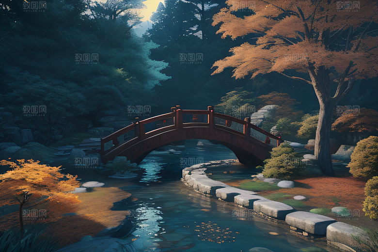 美麗水景藍色瀑布與流動溪流