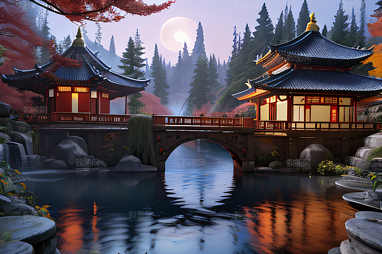 夢幻夜色星光璀璨的仙境
