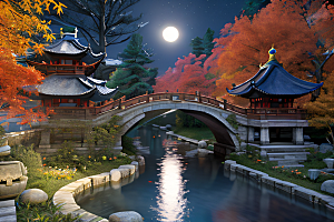 夢幻夜色星光璀璨的仙境