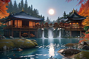 夢幻夜色星光璀璨的仙境