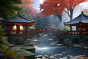 美麗水景藍色瀑布與流動溪流