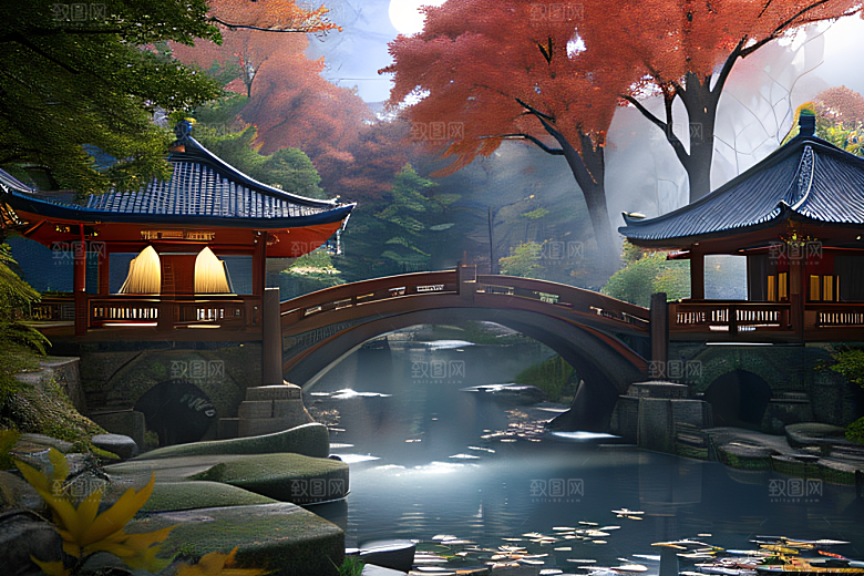 美麗水景藍色瀑布與流動溪流
