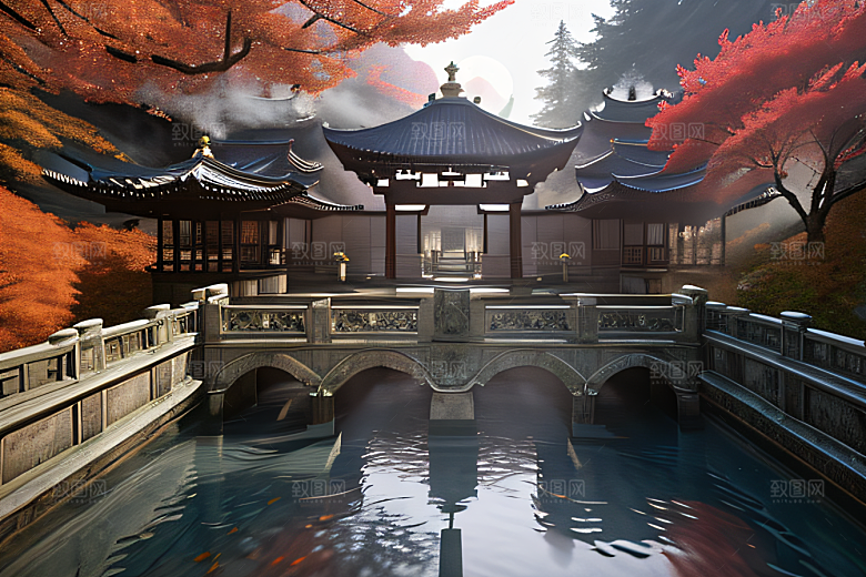 美麗水景藍色瀑布與流動溪流