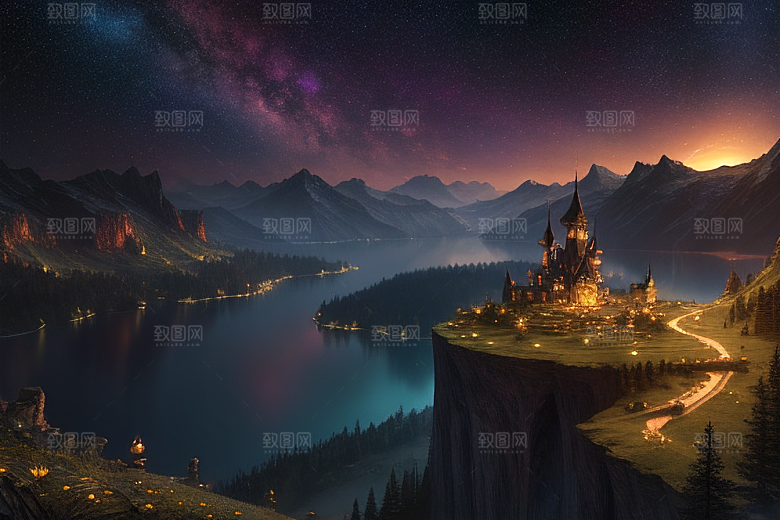 超细节描绘湖泊中的奇幻景色
