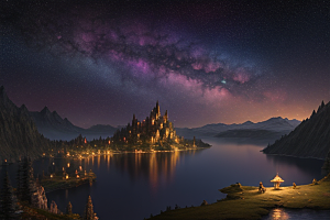 超细节描绘湖泊中的奇幻景色