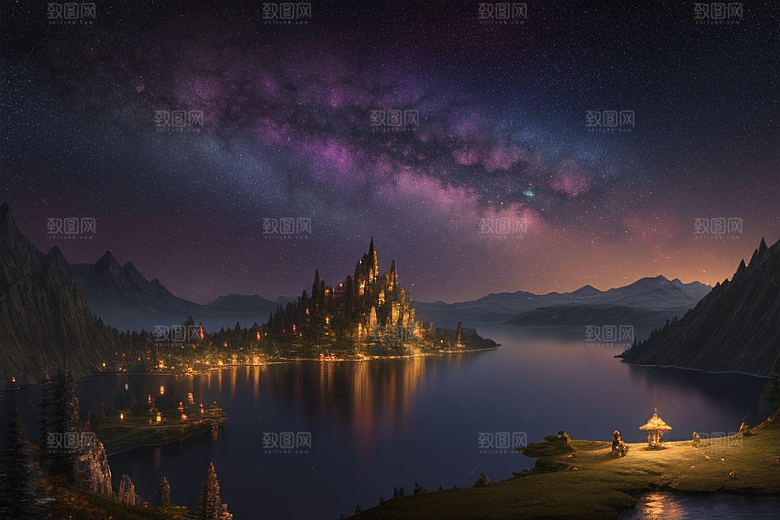 超细节描绘湖泊中的奇幻景色