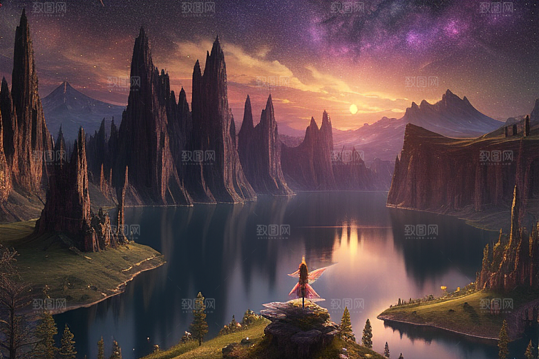 超细节描绘湖泊中的奇幻景色