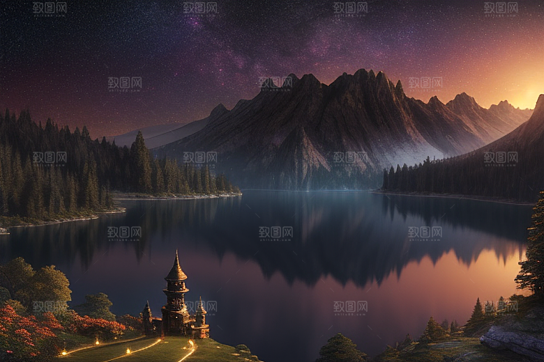 超细节描绘湖泊中的奇幻景色