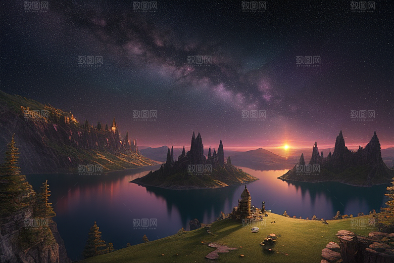 超细节描绘湖泊中的奇幻景色