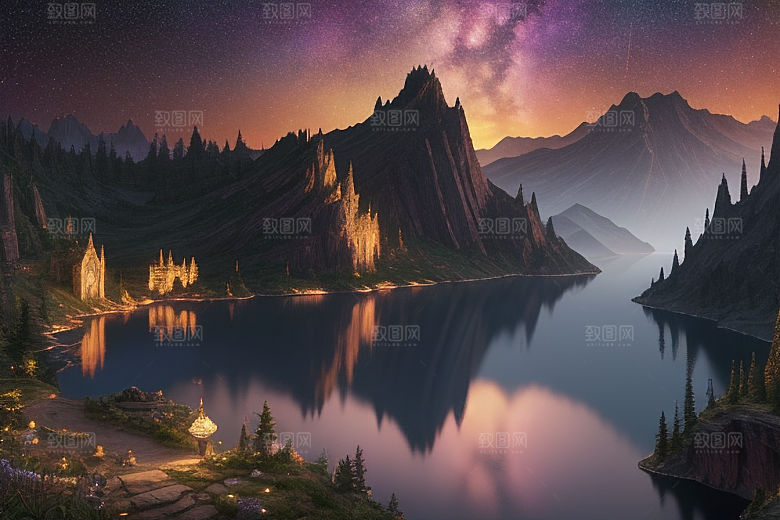 超细节描绘湖泊中的奇幻景色