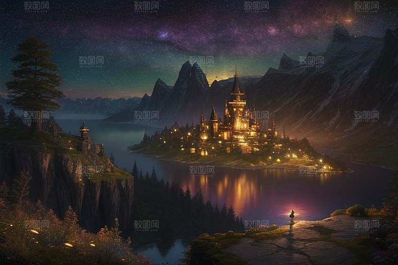超细节描绘湖泊中的奇幻景色