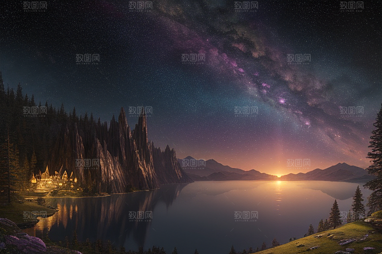 超细节描绘湖泊中的奇幻景色